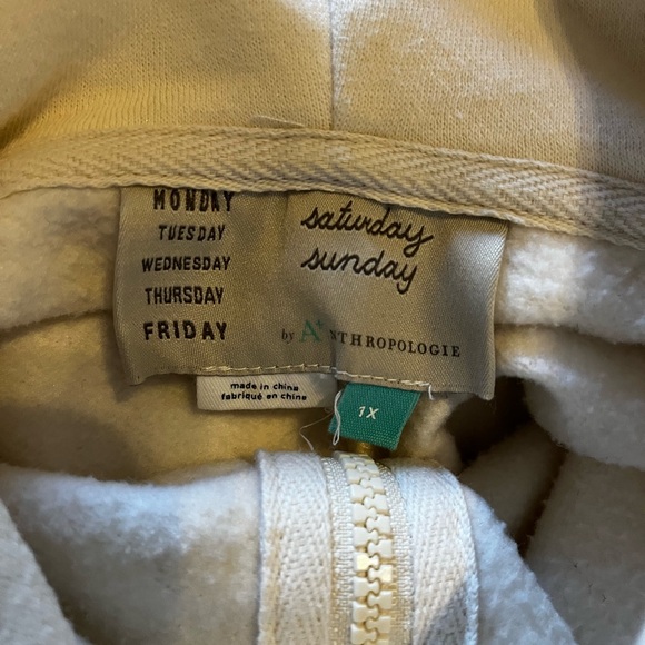 Anthropologie 1x Cotton Zip Up Hoodie - Picture 2 of 5